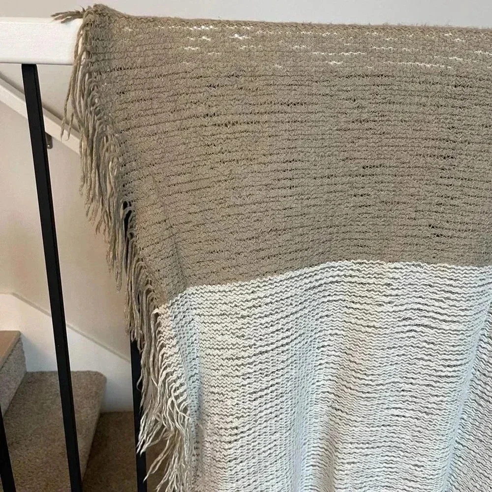 Mark & Graham by Williams Sonoma Fringe Throw Blanket - 100% Acrylic - Beige/Tan - Picture 5 of 8
